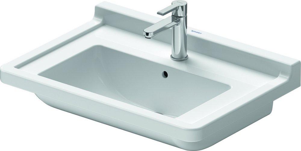 Duravit White 3-Hole Pedestal Rectangular Lavatory Sink 
