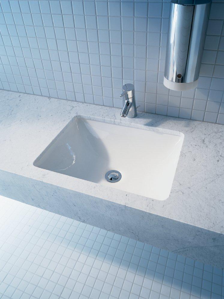 Duravit White 20-5/8 x 15-3/4 in. 1 Hole 1-Bowl Undermount Ceramic Rectangular Bathroom Sink with Center Drain 