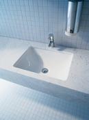 Duravit White 20-5/8 x 15-3/4 in. 1 Hole 1-Bowl Undermount Ceramic Rectangular Bathroom Sink with Center Drain 