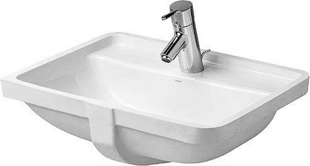 Duravit White 20-5/8 x 15-3/4 in. 1 Hole 1-Bowl Undermount Ceramic Rectangular Bathroom Sink with Center Drain 