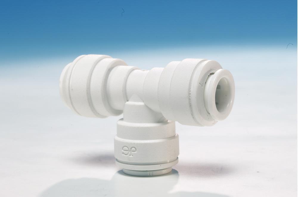 White OD Tube Polypropylene Reducing Tee 