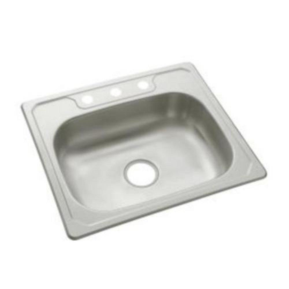 Sterling Luster Stainless Steel 25 x 22 in. Stainless Steel Single Bowl Drop-in Kitchen Sink in Luster Stainless Steel 