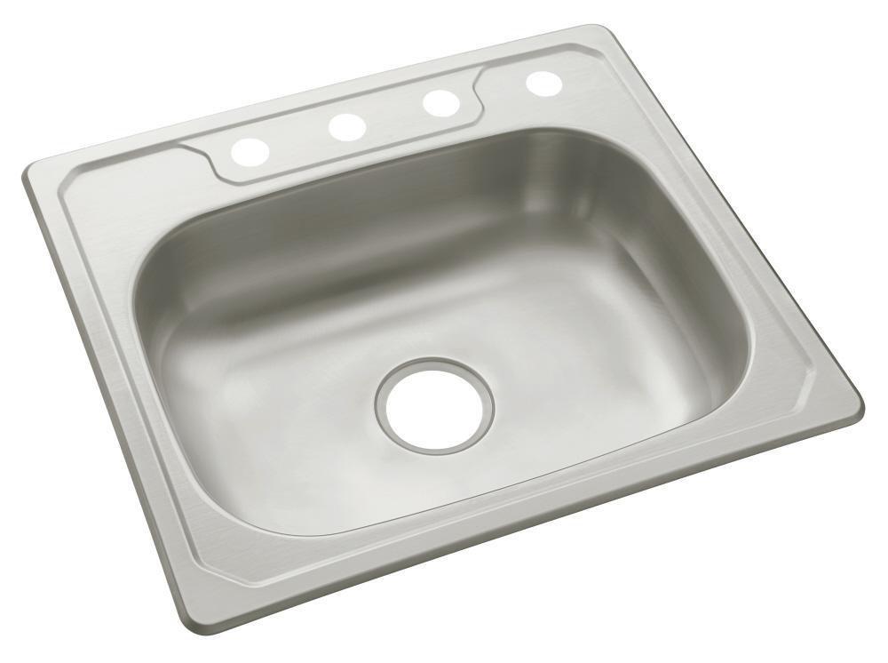 Sterling Luster Stainless Steel 25 x 22 in. Stainless Steel Single Bowl Drop-in Kitchen Sink in Luster Stainless Steel 