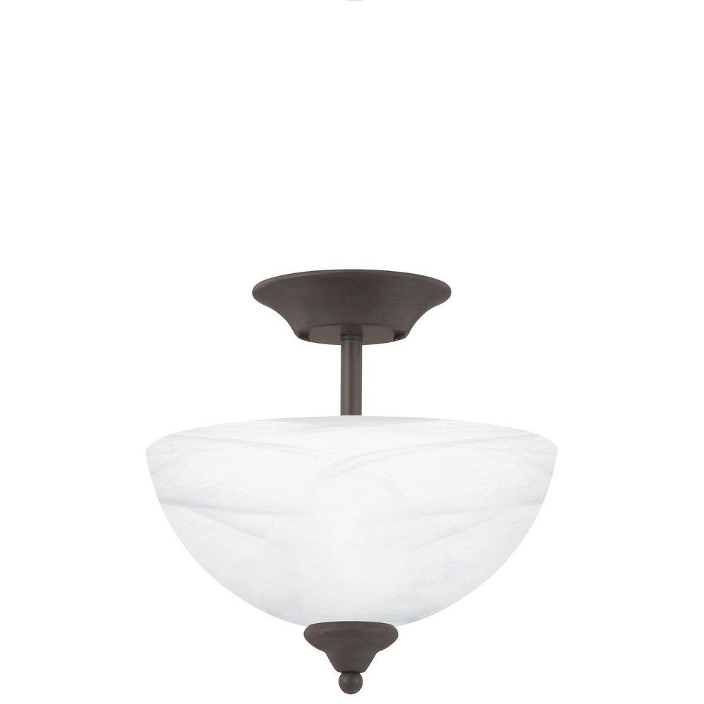 Thomas Lighting Painted Bronze 100 W 2-Light Medium Semi-Flush Mount Ceiling Fixture with Alabaster Glass 