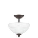 Thomas Lighting Painted Bronze 100 W 2-Light Medium Semi-Flush Mount Ceiling Fixture with Alabaster Glass 