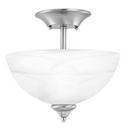 100 W 2-Light Medium Semi-Flush Mount Ceiling Fixture with Alabaster Glass in Brushed Nickel
