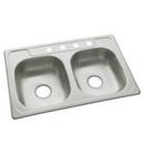 33 x 22 in. 4 Hole Stainless Steel Double Bowl Drop-in Kitchen Sink in Luster Stainless Steel