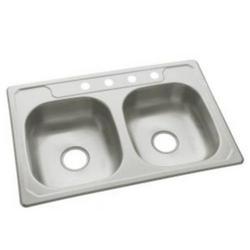 33 in. Drop-in Stainless Steel Double Bowl Kitchen Sink in Luster Stainless Steel