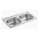 33 x 19 in. 4 Hole Stainless Steel Double Bowl Drop-in Kitchen Sink in Luster Stainless Steel