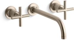 Two Handle Wall Mount Widespread Bathroom Sink Faucet in Vibrant&reg; Brushed Bronze