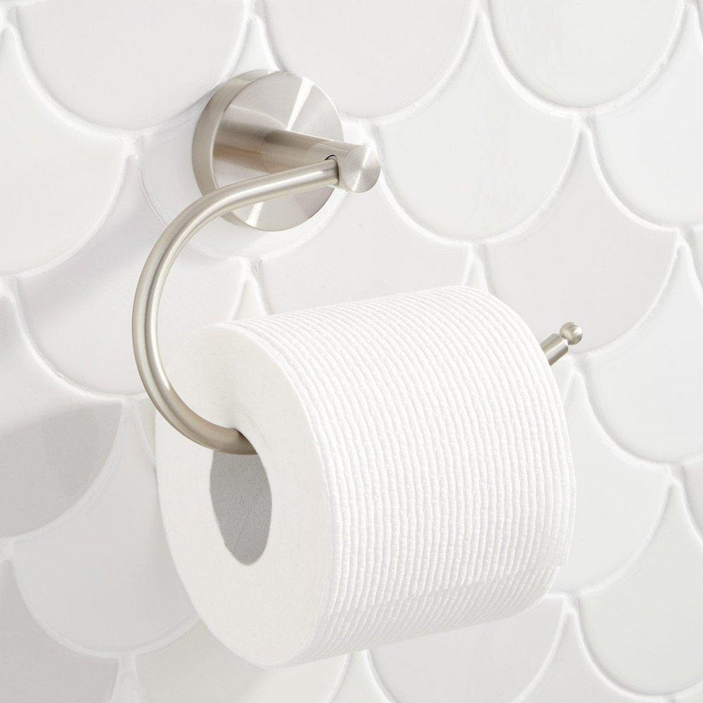 Signature Hardware Brushed Nickel Wall Mount Single Post Toilet Tissue Holder 