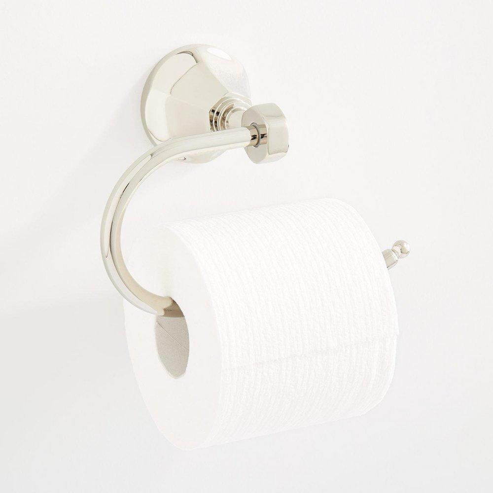 Signature Hardware Polished Nickel Wall Mount Single Post Toilet Tissue Holder 