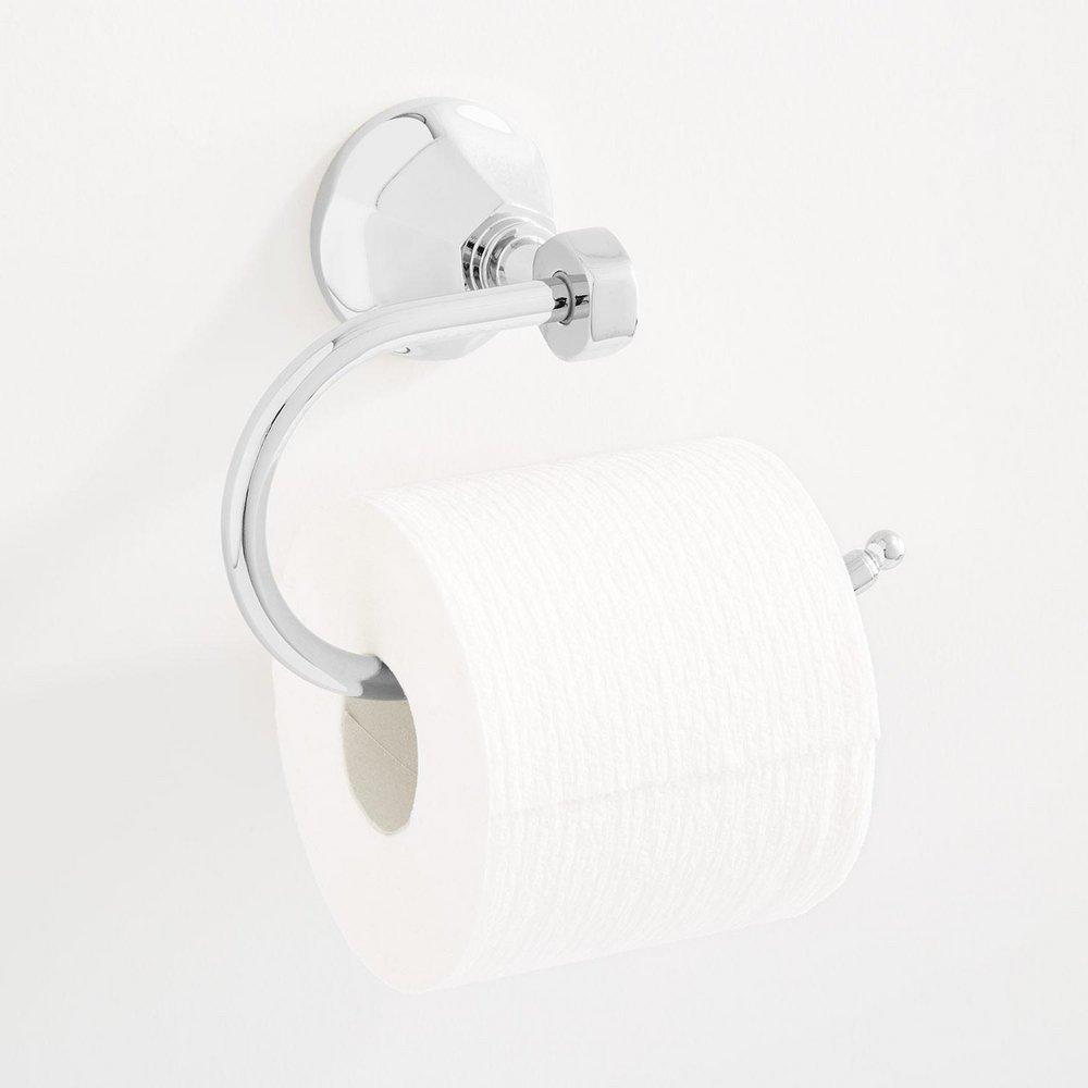 Signature Hardware Chrome Wall Mount Single Post Toilet Tissue Holder 