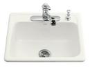 25 x 22 in. 3 Hole Cast Iron Single Bowl Drop-in Kitchen Sink in White
