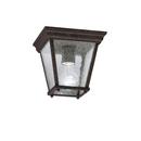 100 W 1-Light Medium Outdoor Semi-Flush Mount Ceiling Lantern in Tannery Bronze