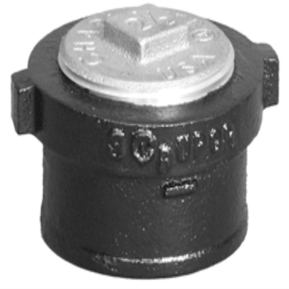 Black No Hub Tapped Ferrule with Southern Raised-Head Brass Plug 