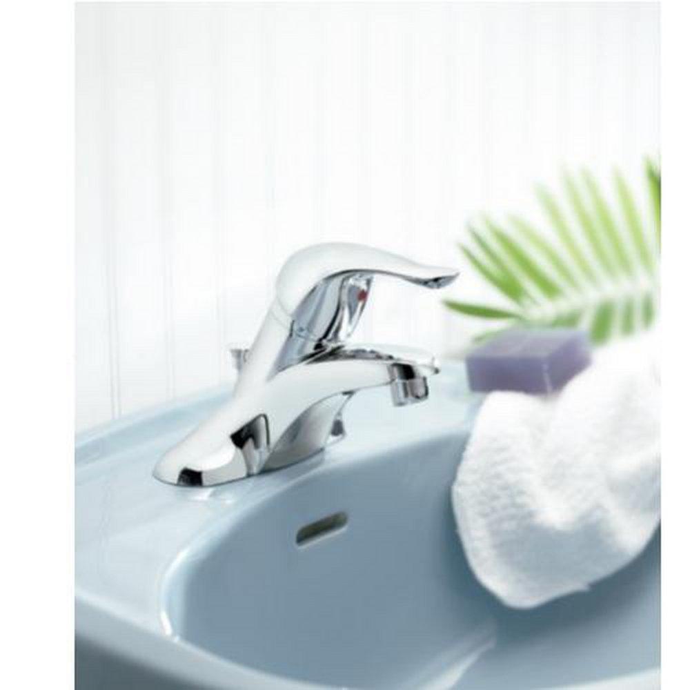 Moen Chrome Single Handle Centerset Bathroom Sink Faucet with Metal Waste Assembly 
