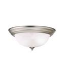 6 x 13-1/4 in. 60 W 2-Light Medium Flush Mount Ceiling Fixture in Brushed Nickel