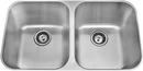 Amerisink Brushed Stainless Steel 31-13/50 x 17-19/20 in. No Hole Stainless Steel Double Bowl Undermount Kitchen Sink 