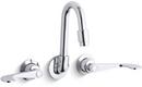 KOHLER Polished Chrome Double Wristblade Handle Wall Mount Shelf Back Sink Commercial Faucet 
