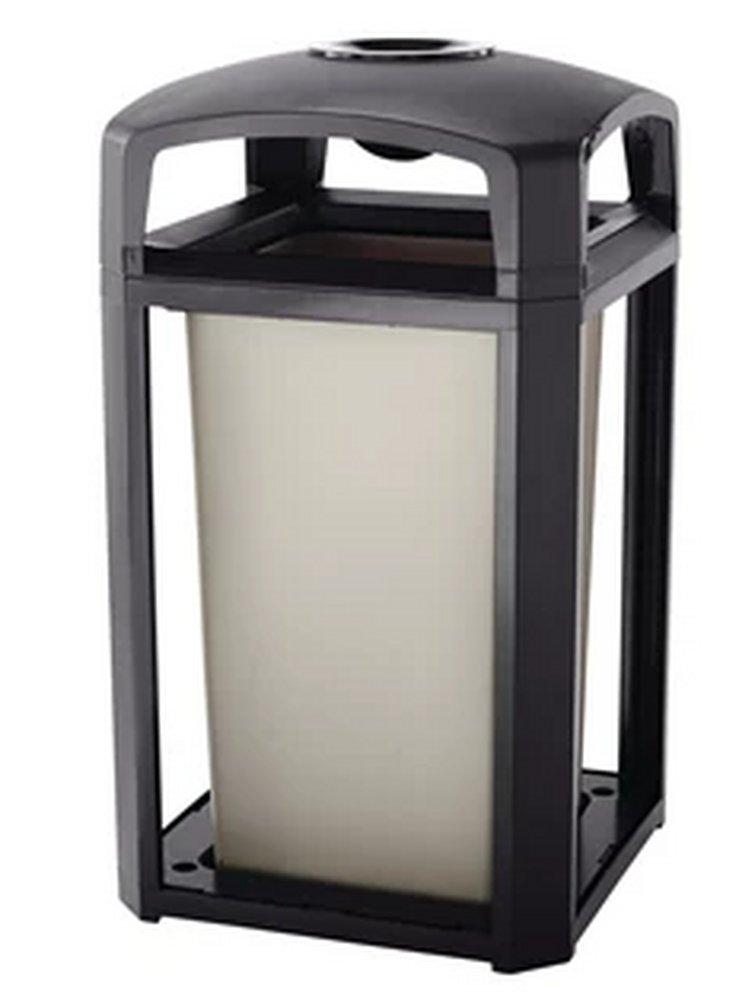 Rubbermaid Pebble 26 in. 50 gal Resin Classic Container with Ashtray, Frame and Rigid Liner 