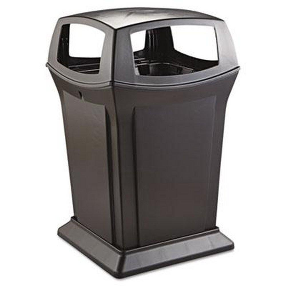 Rubbermaid Black 45 gal Container with 4-Opening 