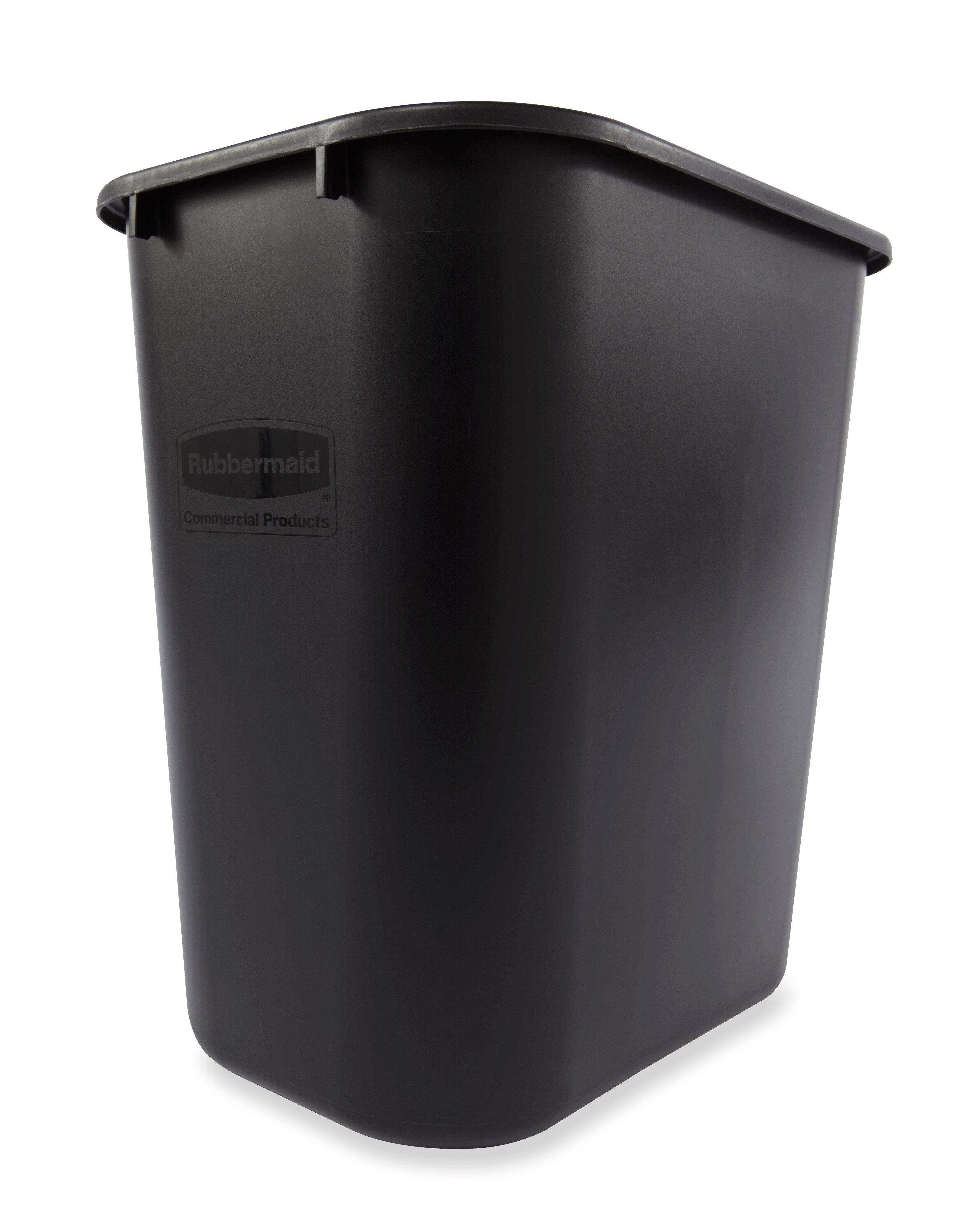Rubbermaid Black 14-1/2 x 10-1/2 x 15 in. Plastic and Resin Waste Basket in Black 