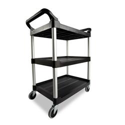 200 lb. Plastic Service Utility Cart in Black