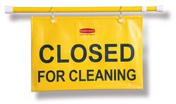 13 x 28 in. Fabric Closed for Cleaning Safety Sign in Yellow
