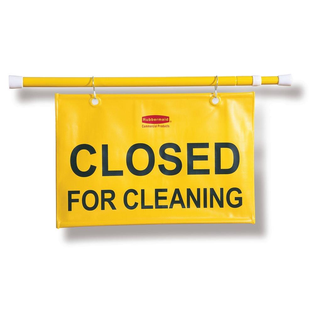 Rubbermaid Yellow 28 in. Fabric Closed for Cleaning Safety Sign in Yellow 