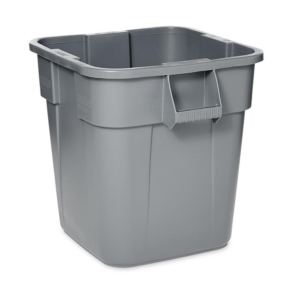 Rubbermaid Grey 22-1/2 x 21-1/2 x 25-3/25 in. 28 gal Resin Square Container 