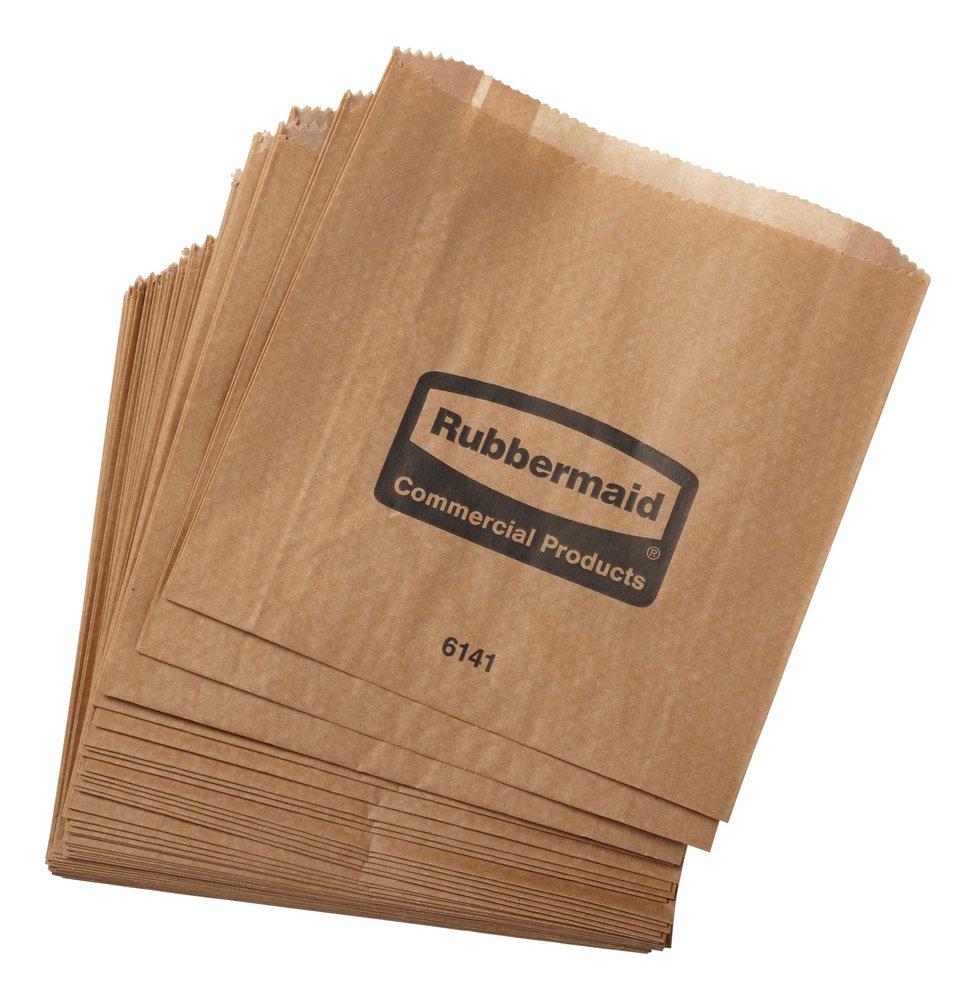 Rubbermaid Brown 8-1/2 in. Paper Waxed Bag for 6140 and 6141 Sanitary Napkin Receptacle (Case of 250) 