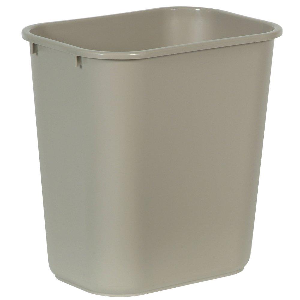 Rubbermaid Beige Plastic Rectangular Waste Basket in Beige 