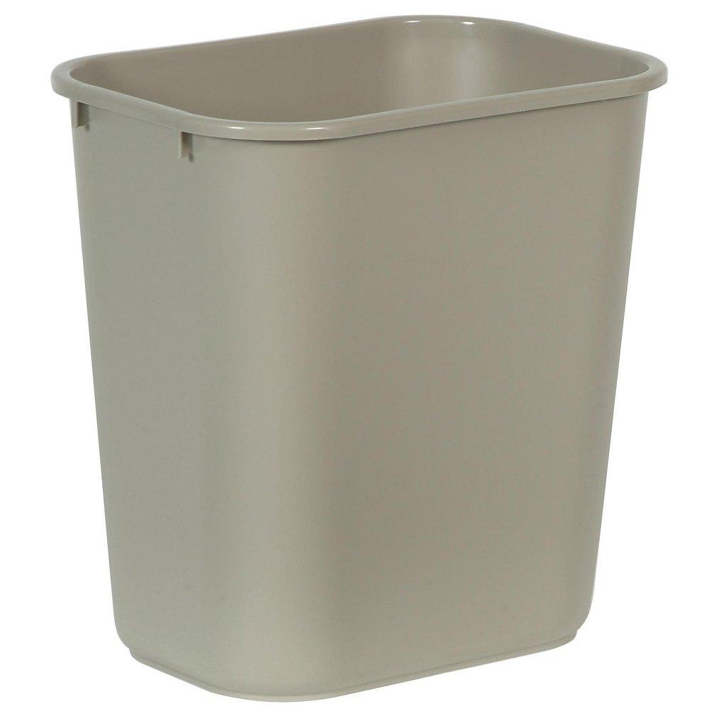 7 gal Plastic Rectangular Waste Basket in Beige 