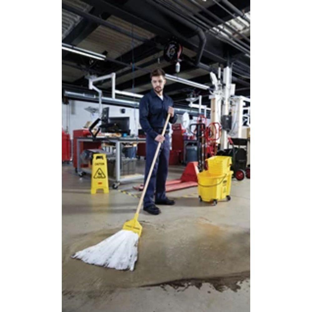 Rubbermaid Yellow Wood and Plastic Wet Mop Handle in Yellows 
