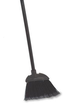 35 in. Polypropylene Bristles Lobby Broom with Wood Handle in Black