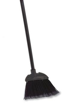 35 in. Polypropylene Bristles Lobby Broom with Wood Handle in Black