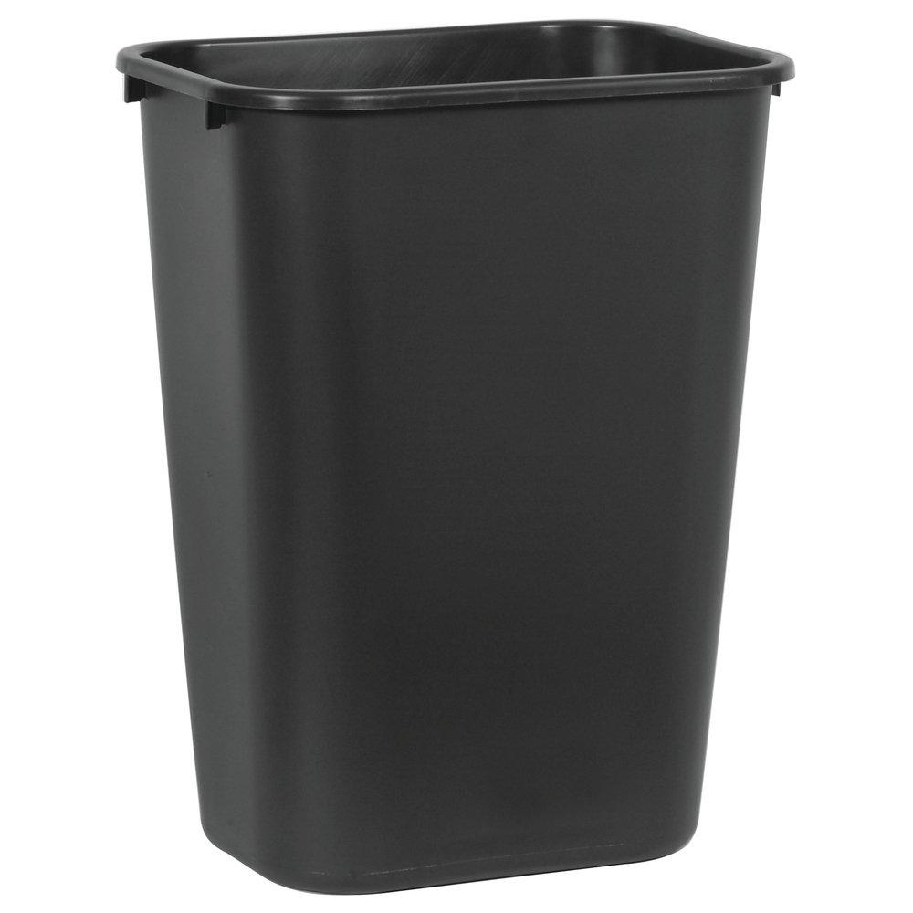 Rubbermaid Black 10-1/4 gal Waste Basket Large Rectangular Trash Can 