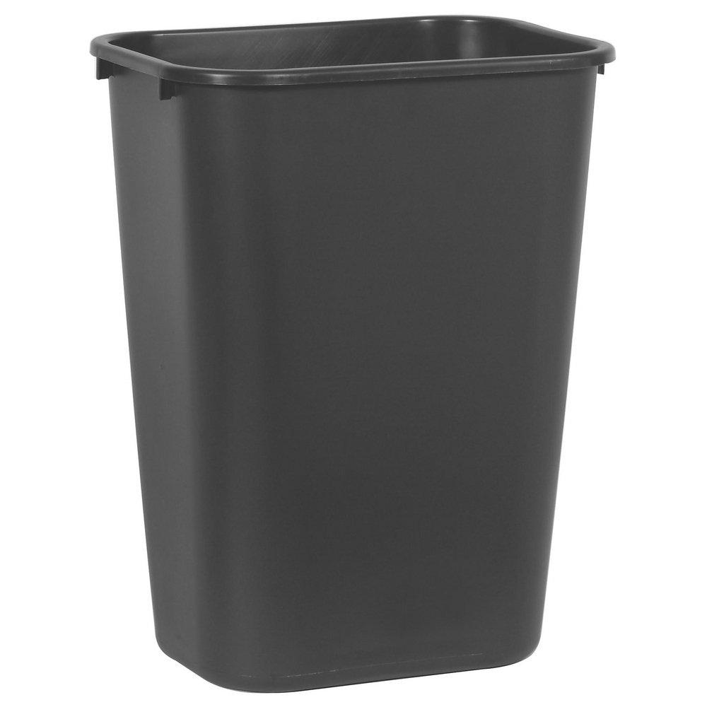 Rubbermaid Black 10-1/4 gal Waste Basket Large Rectangular Trash Can 