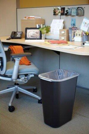 Rubbermaid Black 10-1/4 gal Waste Basket Large Rectangular Trash Can 