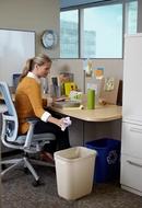 Rubbermaid Beige 11-1/4 x 20-13/100 x 15 in. Plastic Fire Resistant Waste Basket in Beige 