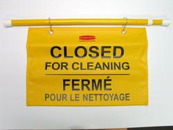Closed for Cleaning Hanging Safety Sign in Yellow