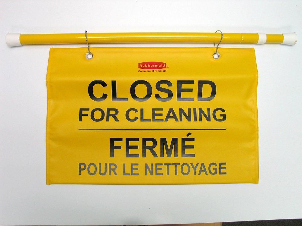 Rubbermaid Yellow Closed for Cleaning Hanging Safety Sign 