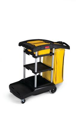 High Capacity Cleaning Janitorial Maid Cart in Black