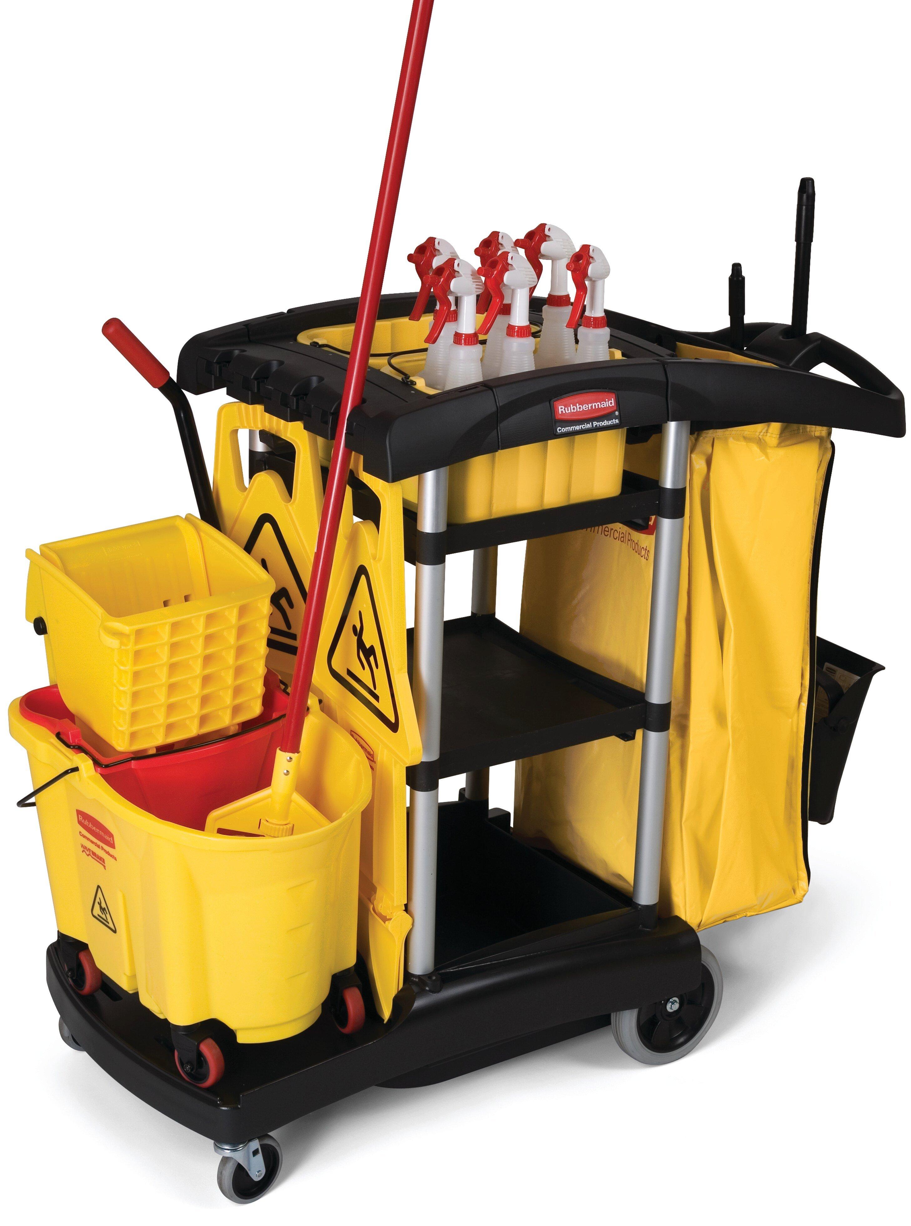 Rubbermaid Black High Capacity Cleaning Janitorial Maid Cart 