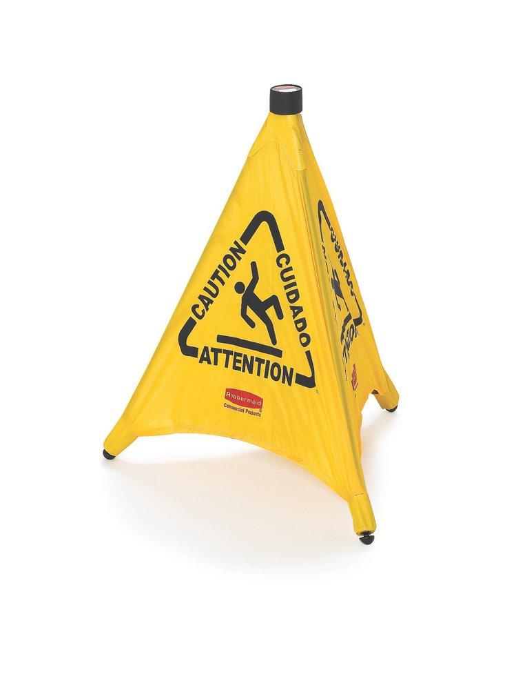 Rubbermaid Yellow Pop-Up Caution Sign Safety Cone in Yellow 