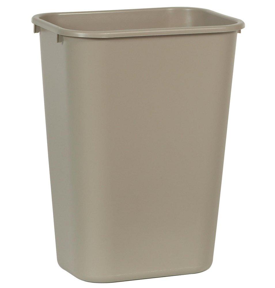 Rubbermaid Beige 10-1/4 gal Waste Basket Large Rectangular Trash Can 