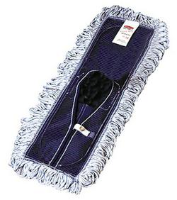 18 x 5 in. Looped Fringe Finish Mop in White with Blue Stripes