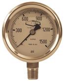2-1/2 x 1/4 in. 0-60 psi Stainless Steel Low Flow Indicator Lower Mount Pressure Gauge