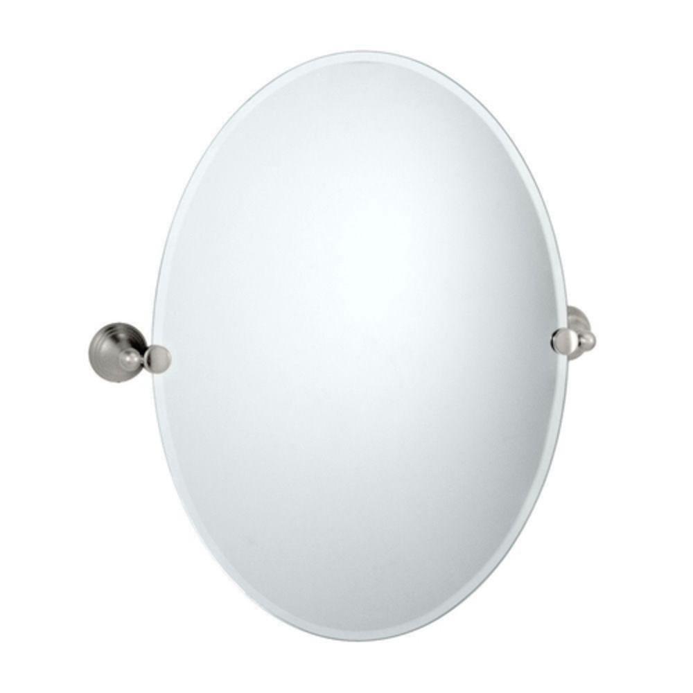 Gatco Satin Nickel 19-1/2 in. Mirror Oval in Satin Nickel 